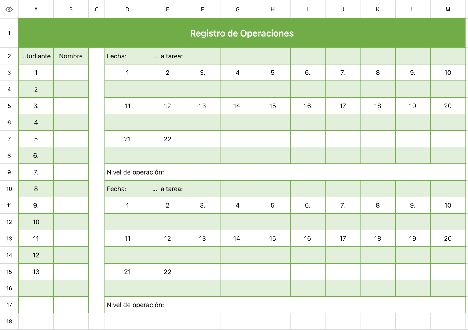 Formulario de registro de tareas para estudiantes
